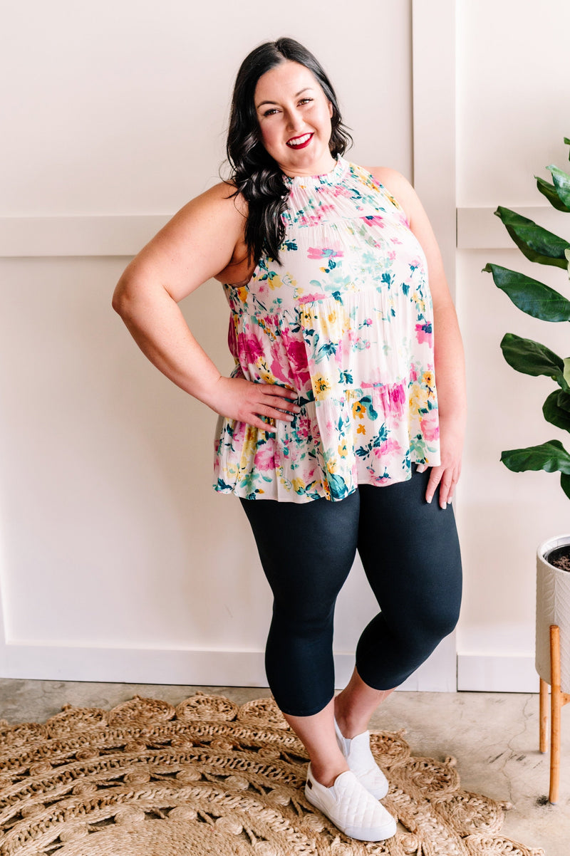 Tiered Tie Back Sleeveless Blouse In Easter Florals*