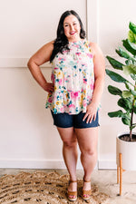 Tiered Tie Back Sleeveless Blouse In Easter Florals*