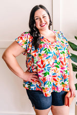 Button Front Blouse In Fiesta Florals*