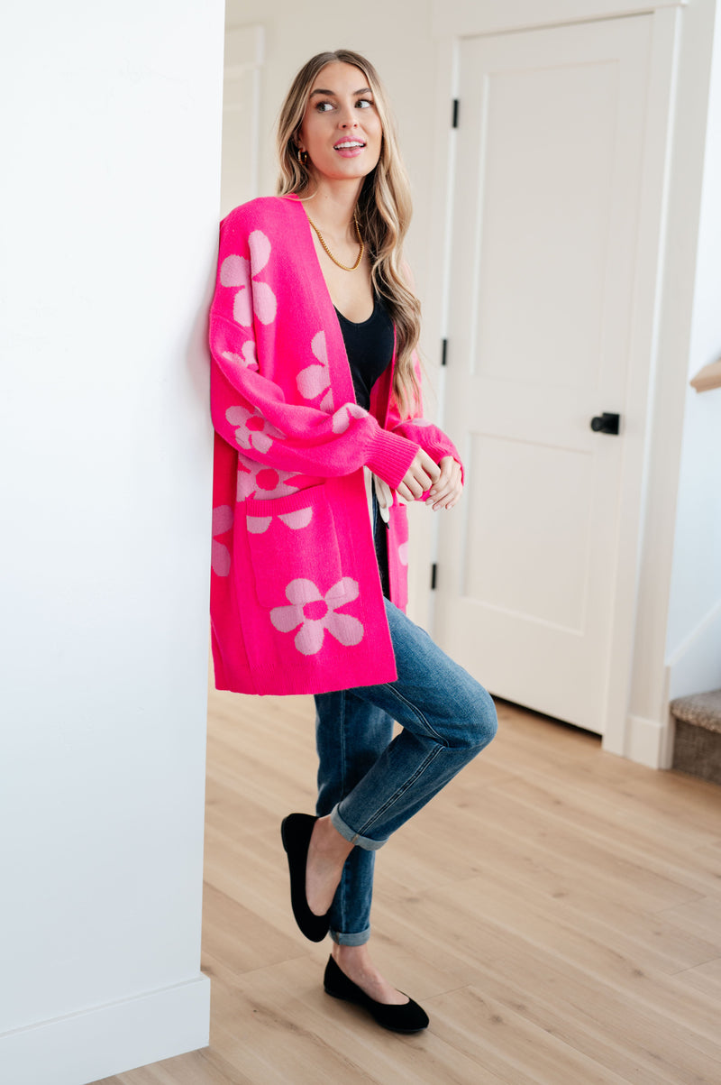 Pink on sale floral cardigan