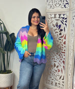 #P850 Plus Rainbow Multi Color Knit Sweater Cardigan