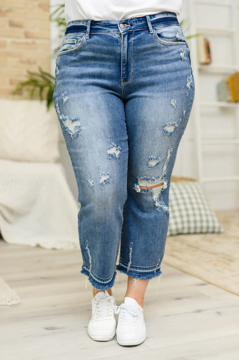 Harley Distressed Ankle Hem Jeans*