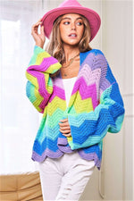 #P850 Plus Rainbow Multi Color Knit Sweater Cardigan