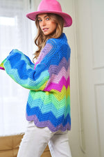 #P850 Plus Rainbow Multi Color Knit Sweater Cardigan
