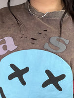 Smiley Face Distressed Washed Top