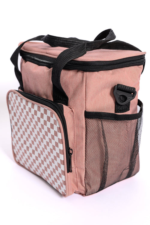 Insulated Checked Tote in Pink