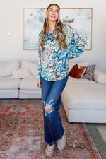 In the Willows Button Up Blouse in Teal Paisley