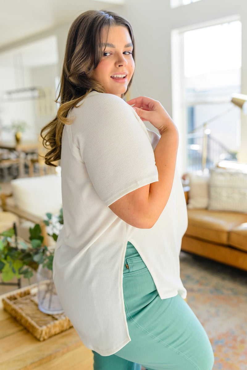 Kathleen Waffle Knit Top in Ivory*