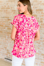 Lizzy Cap Sleeve Top in Pink and Peach Floral