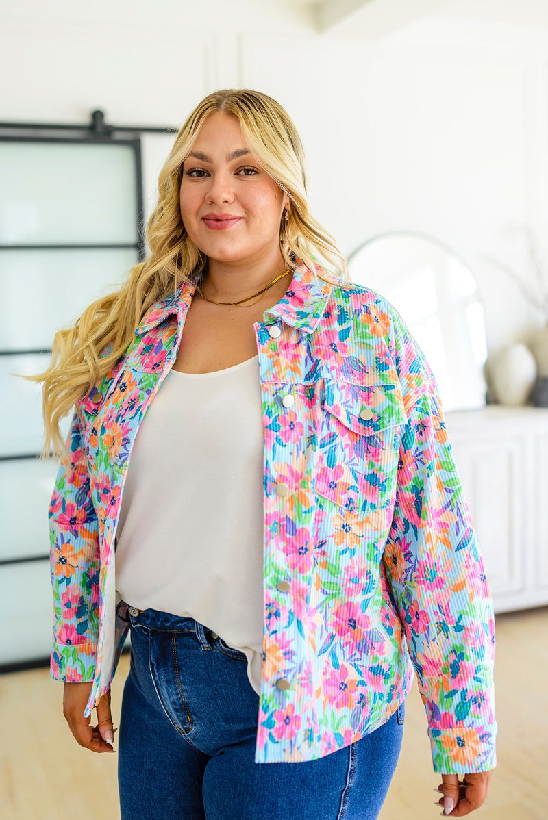 Never a Wall Flower Floral Corduroy Jacket*