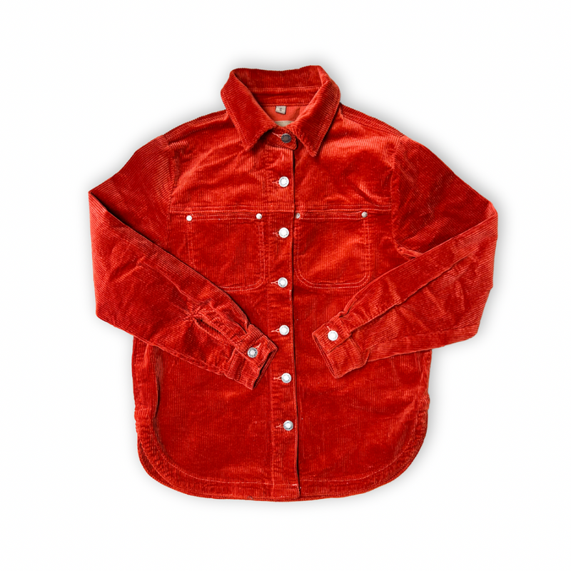 #P805 Corduroy Overdyed Fringe Shacket - Womenswear Coat, Comfortable Basic Design