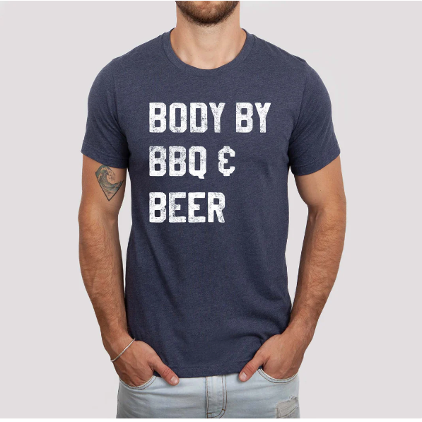Body By BBQ and Beer Father's Day Shirt in Navy