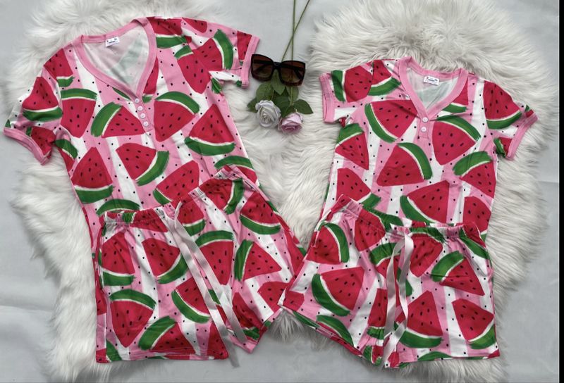 Preorder:Matching Short PJ Set-#2-Watermelon(Close 5.17)