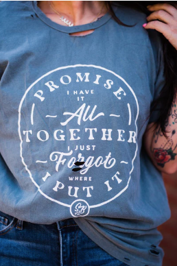 HAVE IT ALL TOGETHER DISTRESSED CUT TEE blue PREORDER SB