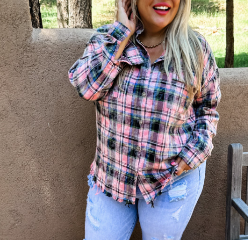 RYANN BLEACHED PLAID TOPS