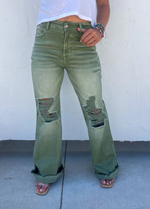 BLAKELEY DISTRESSED COLORED JEANS OLIVE