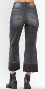 #P952 Layla Wide Release Hem Crop Wide Jeans Denim