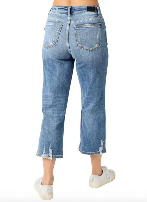 Nicki Buttom Fly Wide Leg Crop Jeans