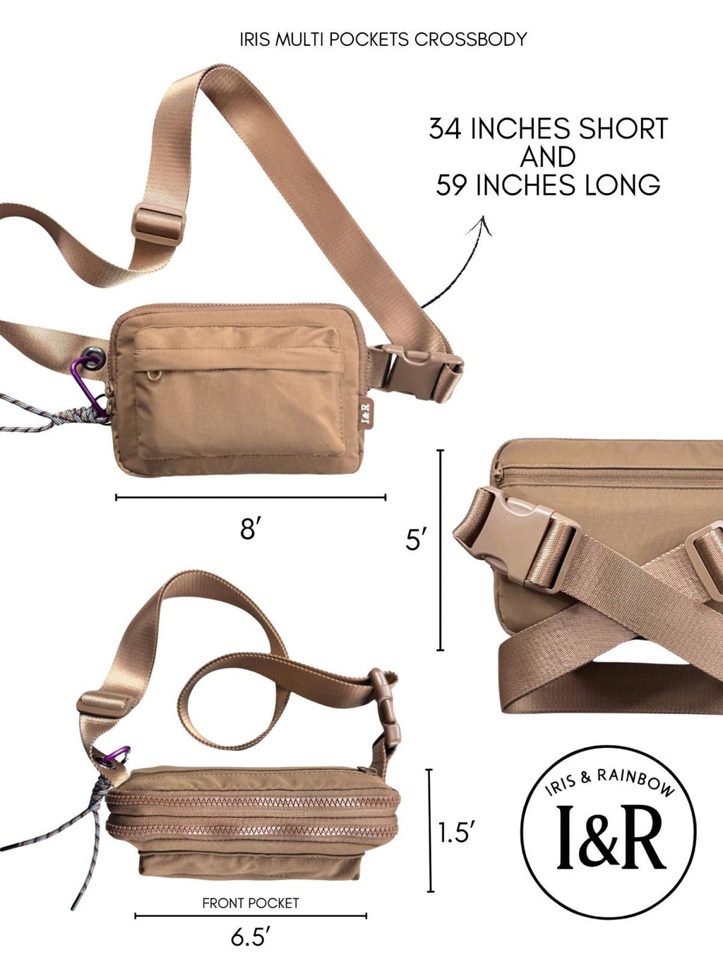 Iris Multi Pockets Crossbody Bag with Keychain (#12123) - By Iris & Rainbow