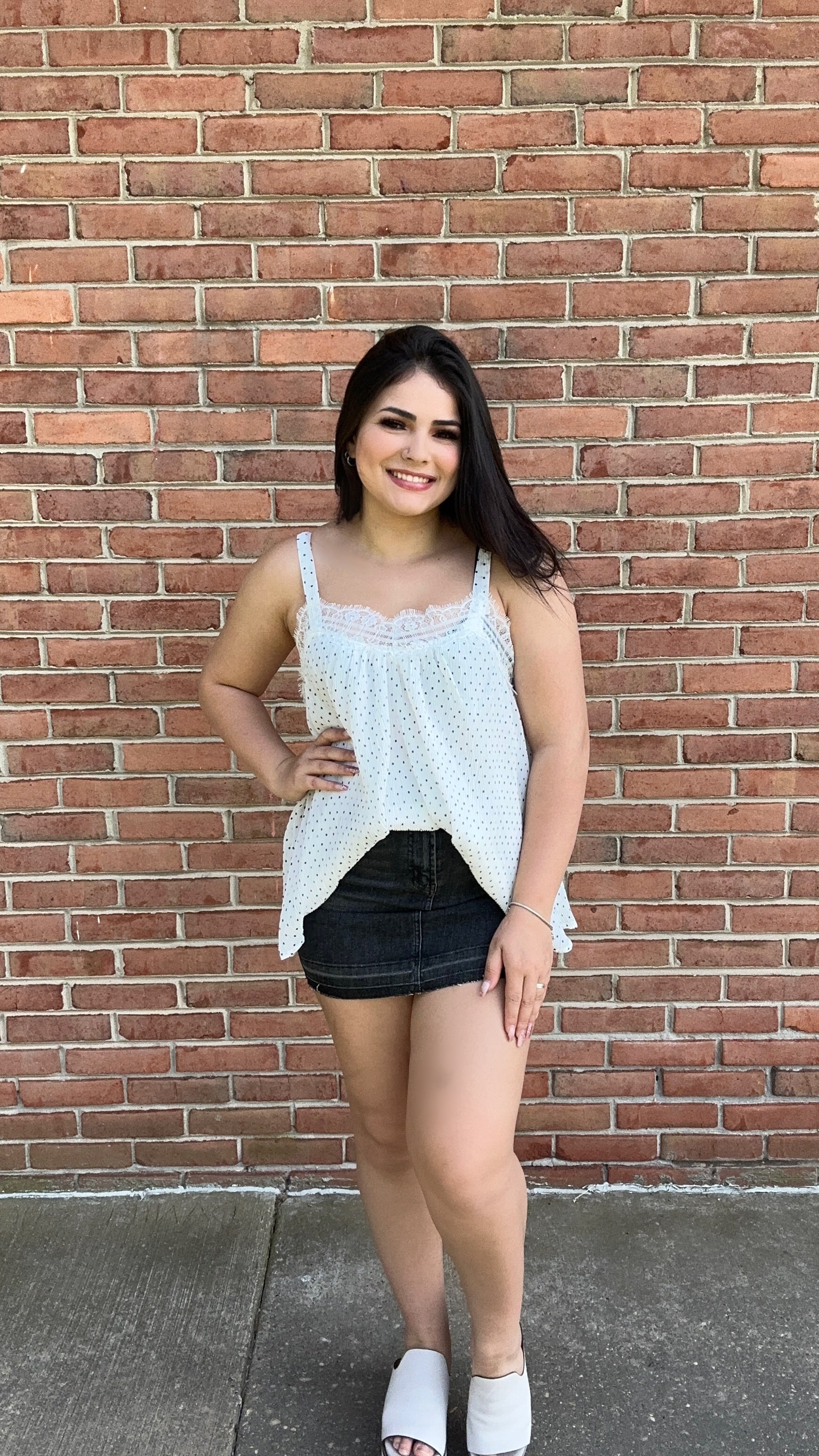 #P712 DOORBUSTER Sleeveless Polka Dot Print Woven Top