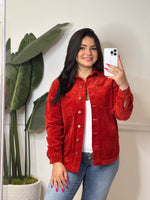 #P805 Corduroy Overdyed Fringe Shacket - Womenswear Coat, Comfortable Basic Design