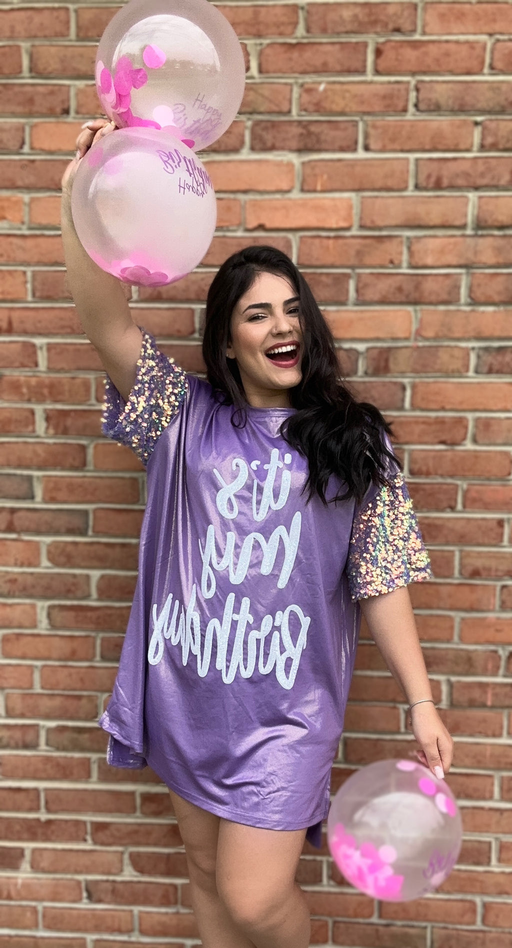 P670 It s My Birthday Sequin Shirt Dress
