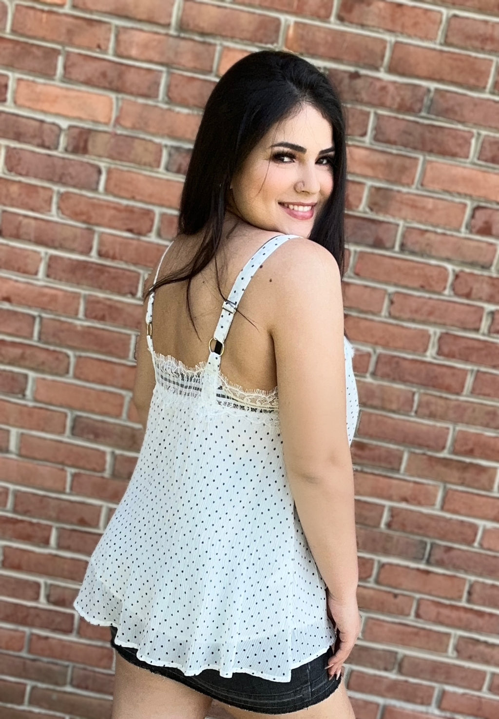 #P712 DOORBUSTER Sleeveless Polka Dot Print Woven Top