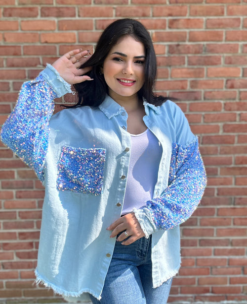 #P693 Must have Oversize Sequin Shacket