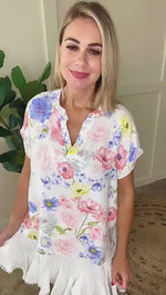 Ivory Floral Gabby Style Blouse