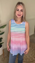 Sleeveless Tunic Top In Multicolored Stripes