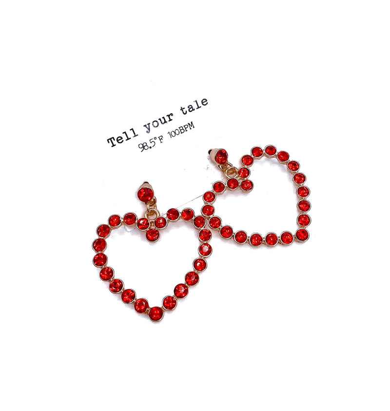 #M378 Red Heart Earrings