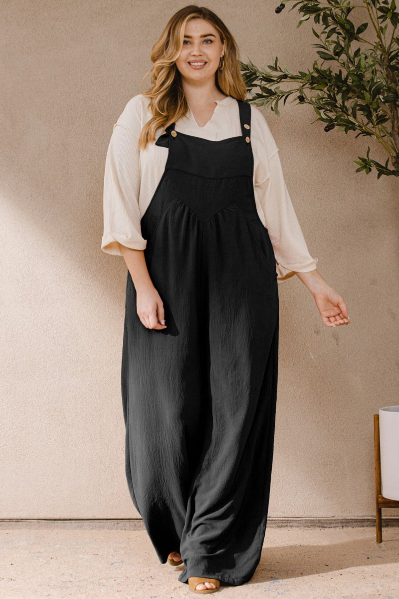 #P484 Beg For You Solid Button Sling Jumpsuit