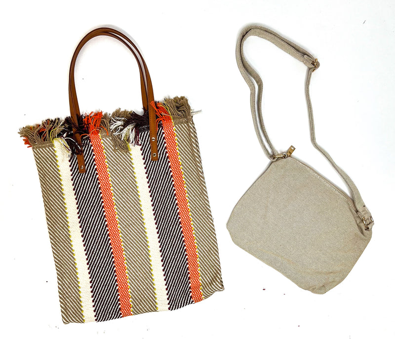 #M2091STRP(NRS) Madison Handwoven Striped Tote
