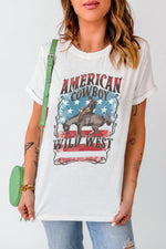 AMERICAN COWBOY WILD WEST Graphic Round Neck T Shirt