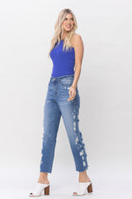 #P653 Abigail Destroy Crop Straight Denim