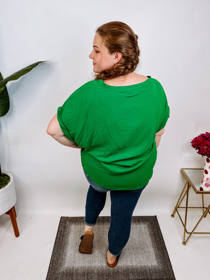 #N253 Elegant Style Top (Kelly Green)