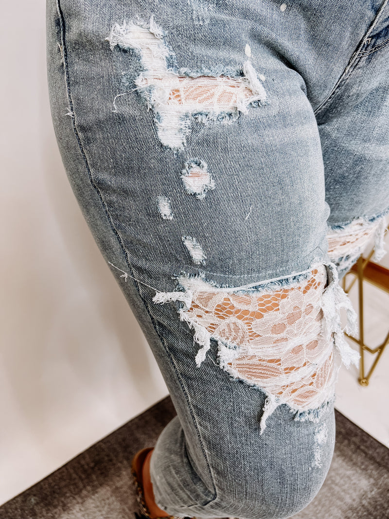 #N271 Lace Patch Judy Blue Skinny Jeans