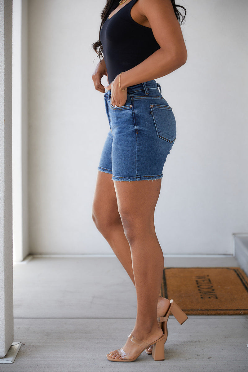 Blue High Waist Denim Shorts