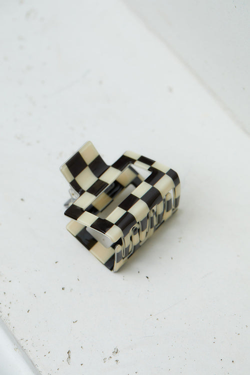 Checkered Claw Clip in Black