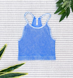 #M561 VINTAGE WASHED RIBBED SEAMLESS CROPPED CAMI TOP