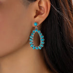 Retro Teardrop Hollow Inlaid Turquoise Drop Earring