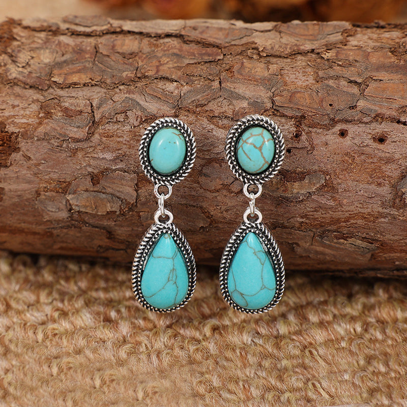 Turquoise Teardrop-Shaped Turquoise Drop Earrings