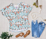 #M615 Matching In Floral Top (Mint Comb)