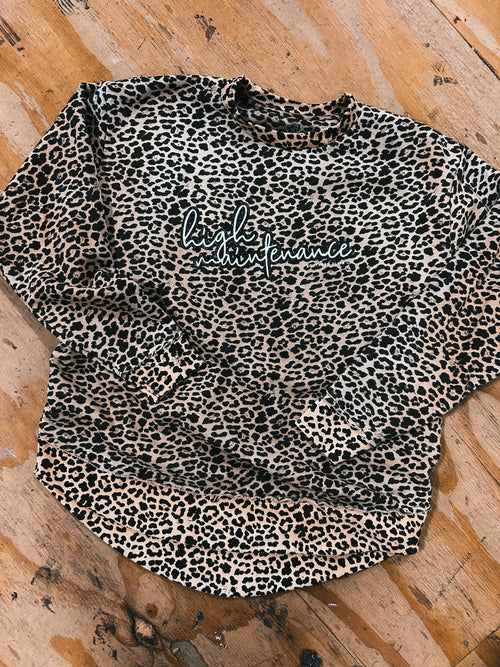 High Maintenance Black Glitter Leopard Sweatshirt SBJAN24