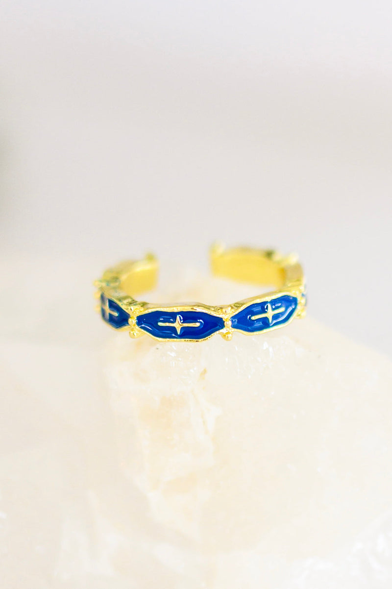 Mariana Hand Crafted Blue Cross Ring LD23