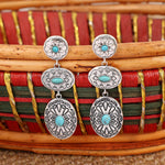 Retro Turquoise Oval Dangle Earrings