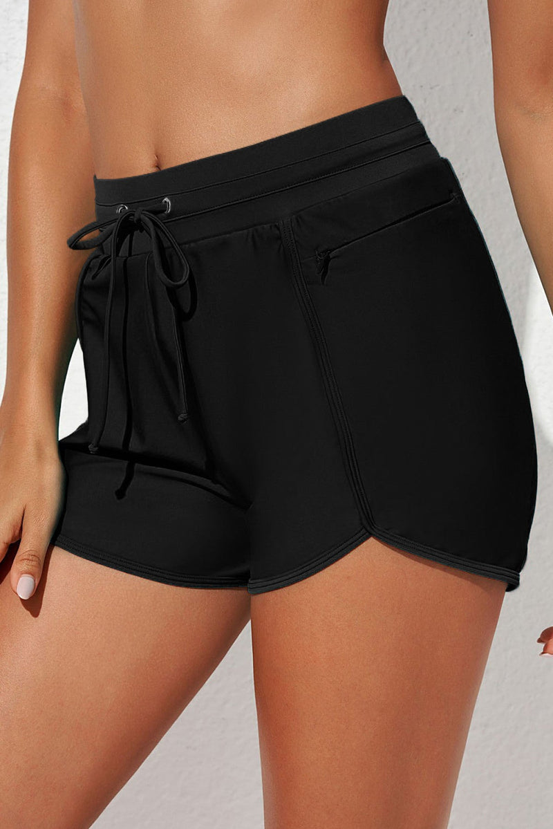 Zip Pocket Drawstring Swim Bottom