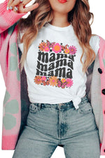 Mama Flower Graphic Print Short Sleeve T Shirt