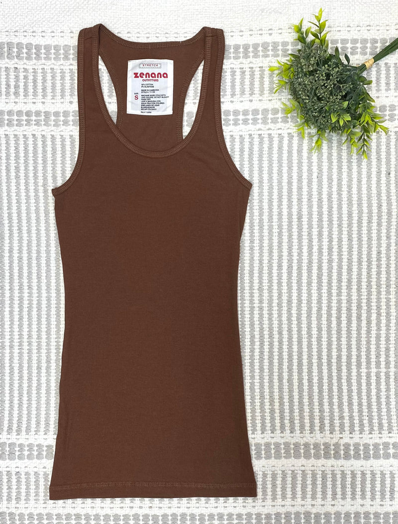 #M365 Ribbed Racerback Tank (Brown)