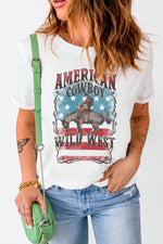 AMERICAN COWBOY WILD WEST Graphic Round Neck T Shirt